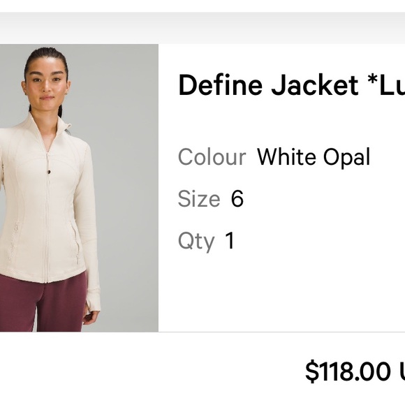 Lululemon Define Jacket White Opal size 6 - Picture 2 of 7